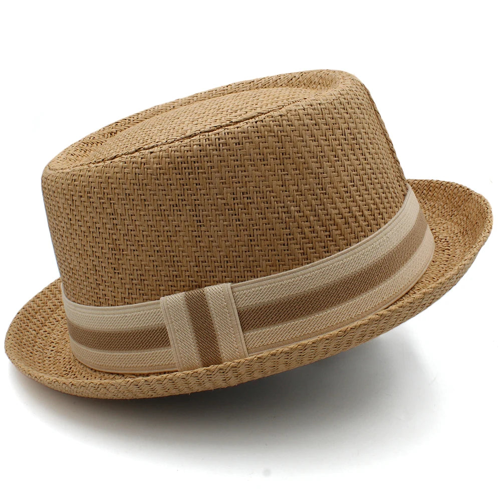 Men Women Classical Straw Pork Pie Hats Fedora Sunhats Trilby Caps
