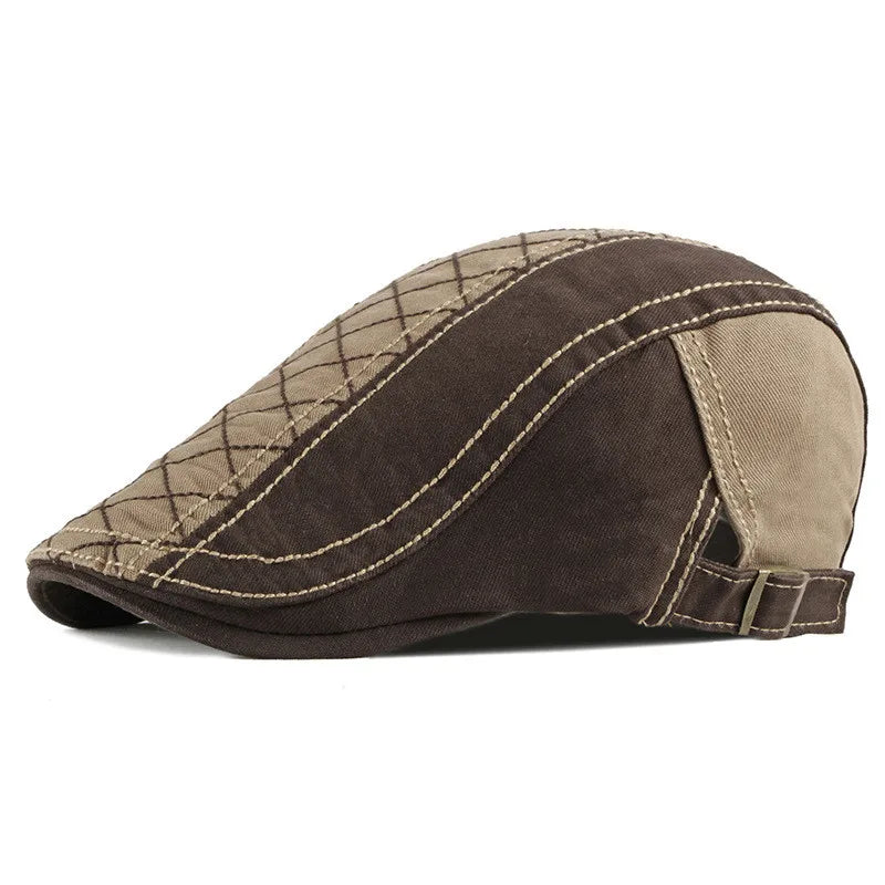 Spring Summer Patchwork Newsboy Caps Men Cotton Flat Peaked Cap