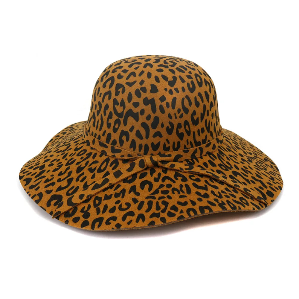 Wide Wave Brim Artificial Wool Felt Fedora Hats