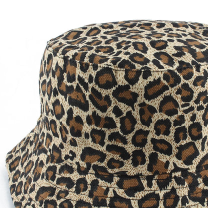 Leopard Print Bucket Hat Reversible Fisherman Hat Outdoor Travel Panama Hat Men and Women