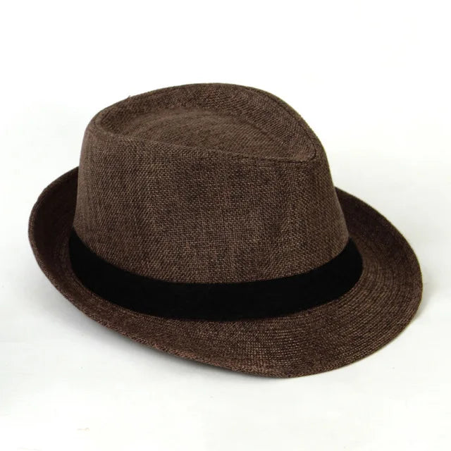 Spring And Summer Men's Hats Fedoras Imitation Linen Top Jazz Hat