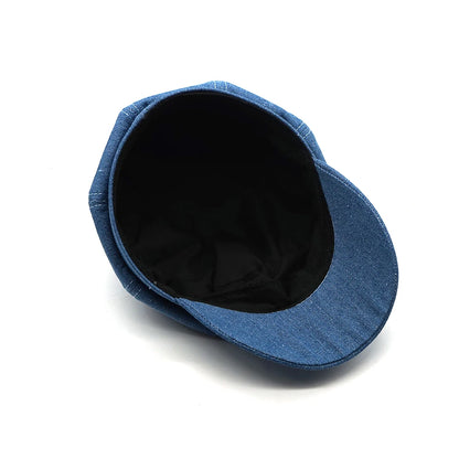 New Women Leisure Octagonal Hat Ladies Denim Beret Hat