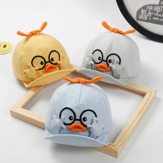 Summer Kids Mesh Baseball Caps Baby Lovely Cartoon Duck Cotton Hats Girl Boys  1-10M