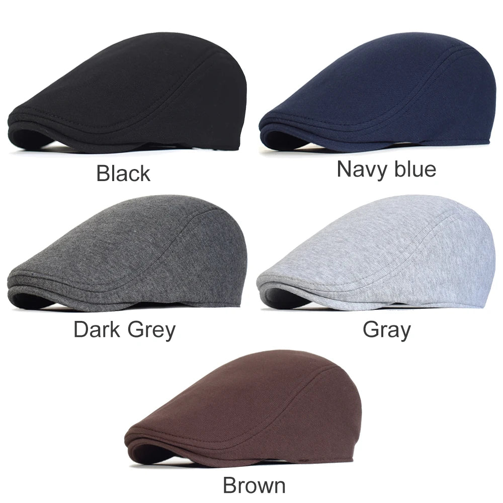 Cotton Newsboy Caps Men Women Hat Soft Casual Beret Solid Unisex Retro Hat