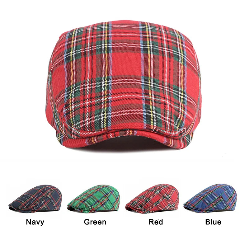 Fashion Fine Stripe Lattice Berets Hat Women Men Spring Summer