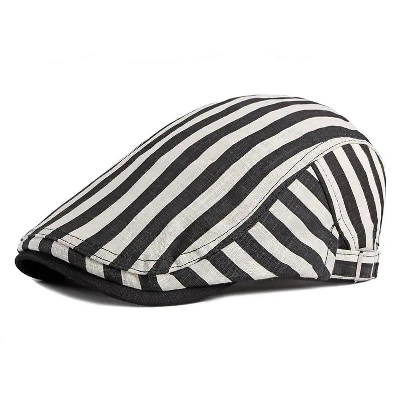 Cotton Solid Color Striped Newsboy Caps