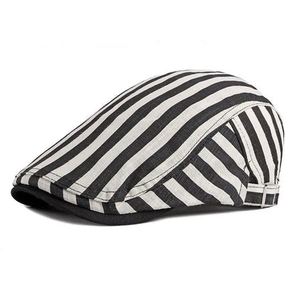 Cotton Solid Color Striped Newsboy Caps