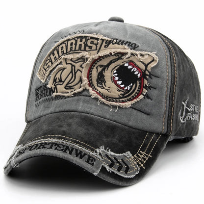 Men Baseball Cap Cotton Fashion Shark Embroidery Casual Visor Hat For Women