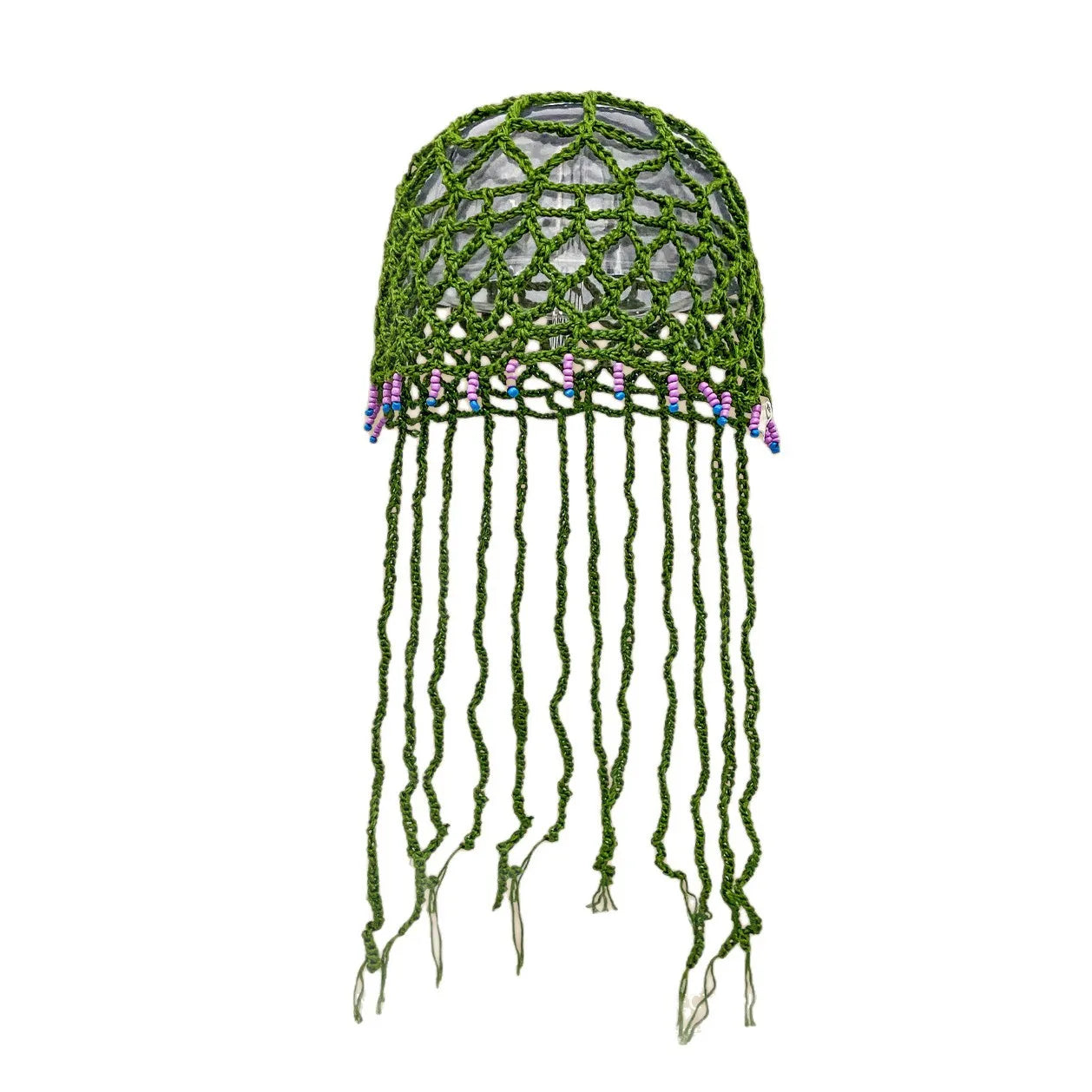 Tassel Hollow Jacquard Knitted Nylon Baotou Hat Women's