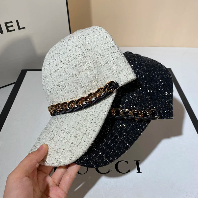 Winter Autumn Chic Casual Outdoor Cap Women‘s Tweed Baseball Caps