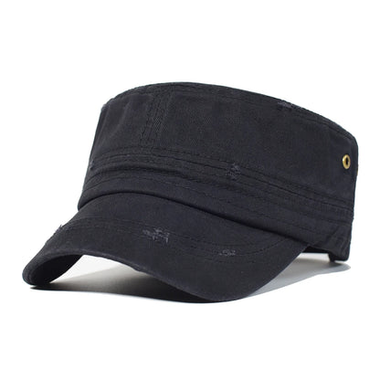 Four Seasons Washed Cotton Flat Caps Men Women Military Cap