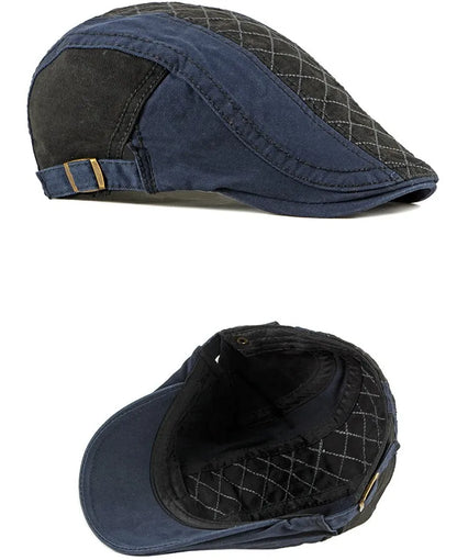 Spring Summer Patchwork Newsboy Caps Men Cotton Flat Peaked Cap