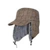 Retro Plaided Winter Trapper Hat Warm Aviator Cap