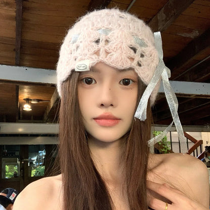 Vintage Artistic Design Ethnic Hollow Bowknot Adjustable Headwrap Hat