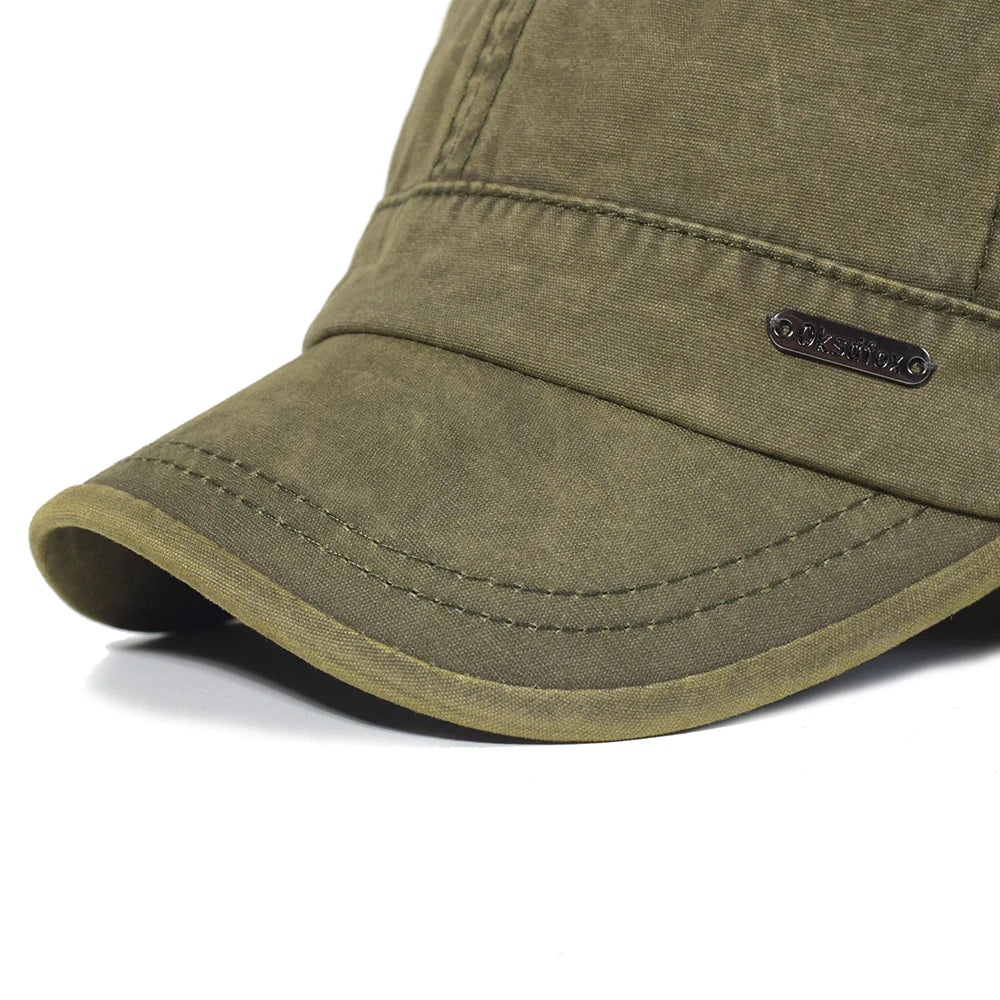 Four Seasons Washed Cotton Flat Caps Men Women Military Cap