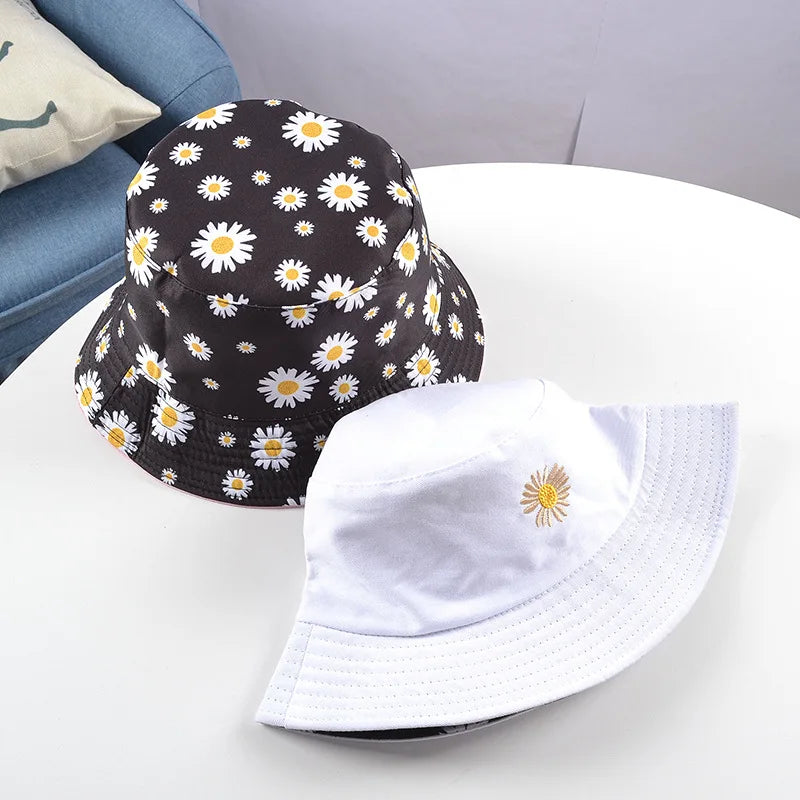 Summer Daisy Double-Sided  Bucket Hats Women's