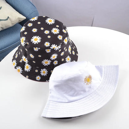 Summer Daisy Double-Sided  Bucket Hats Women's