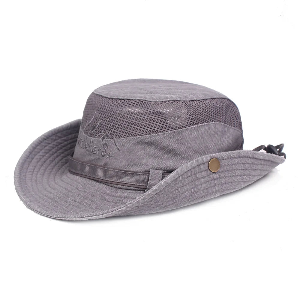 Outdoor Bucket Hat Men Summer Breathable Panama Cap