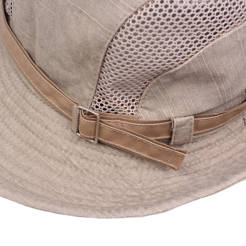 Outdoor Bucket Hat Men Summer Breathable Panama Cap