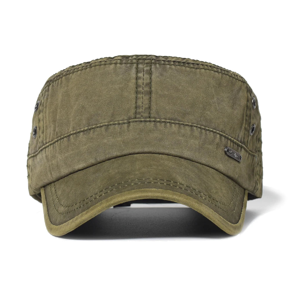 Four Seasons Washed Cotton Flat Caps Men Women Military Cap