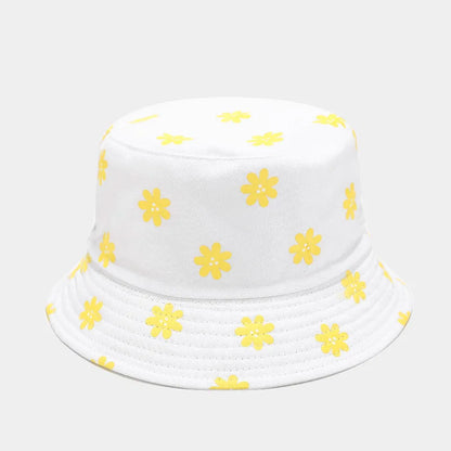 Four Seasons Cotton Flower Print Bucket Hat Fisherman Hat Outdoor Travel Cap for Men and Women