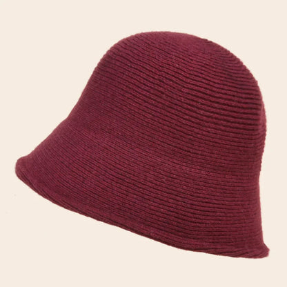 Unisex Pure Color High Quality Knit Bucket Hat