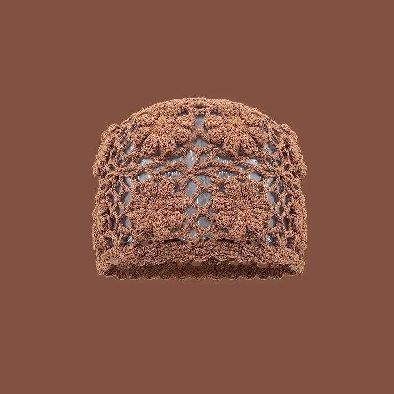 Thin Hollow Flower Knitted Pullover Hat