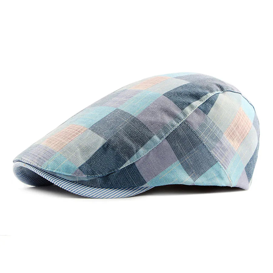 Men Women Classic Englad Style Plaid Berets Caps