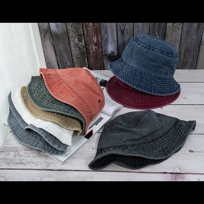 New Unisex Bucket Hat Fashion Washed Denim Cap