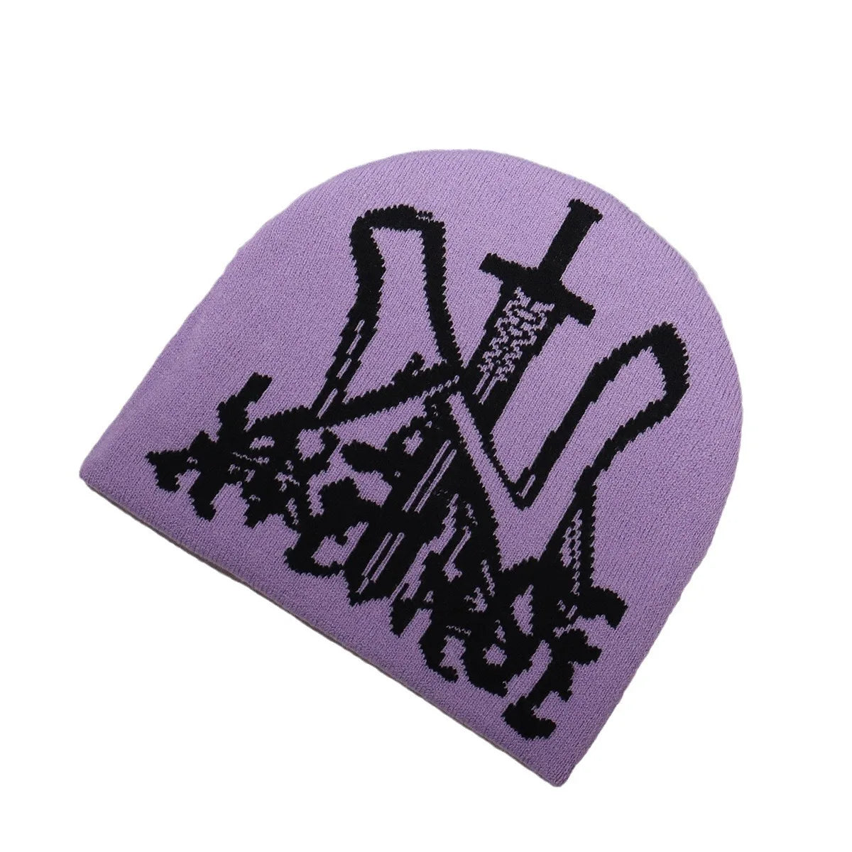 Custom Letter Accept Knitted European Jacquard Gothic Style Beanie Cold Hat