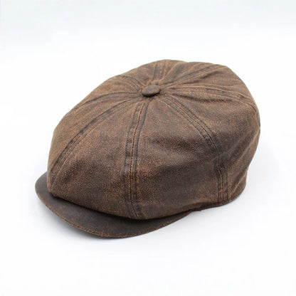 Retro Octagonal Newsboy Cap Man Peaked Beret