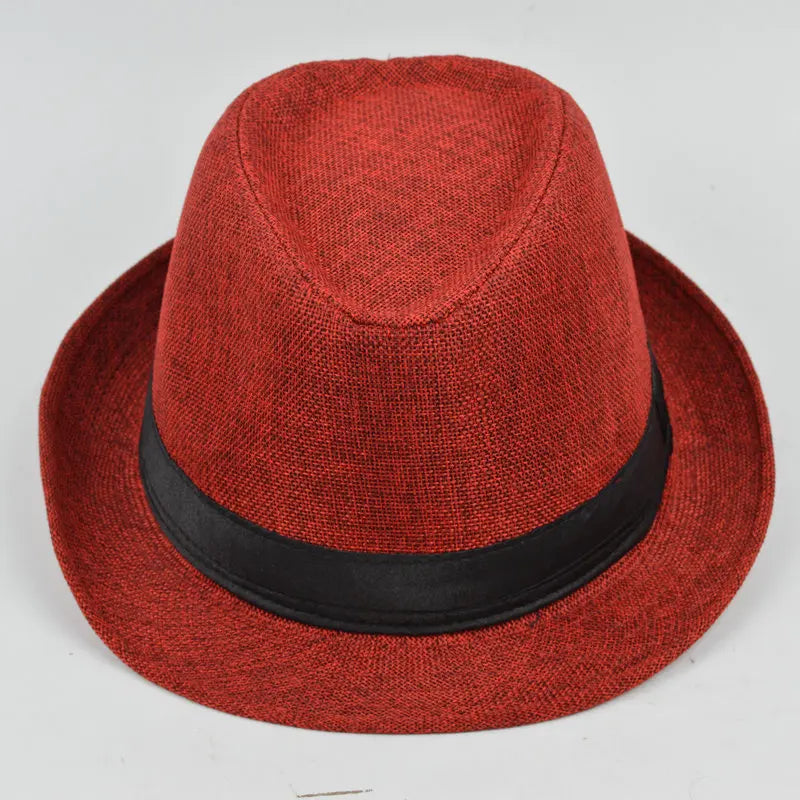 Spring And Summer Men's Hats Fedoras Imitation Linen Top Jazz Hat