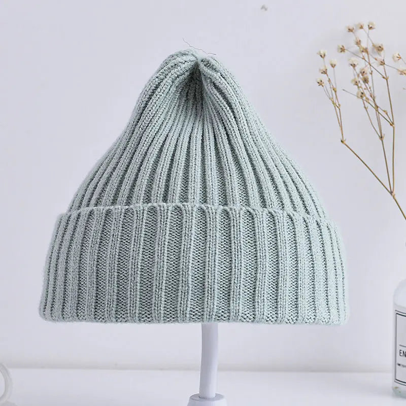 Baby Kids Ribbed Knitted Beanie Hats For Girls Boys