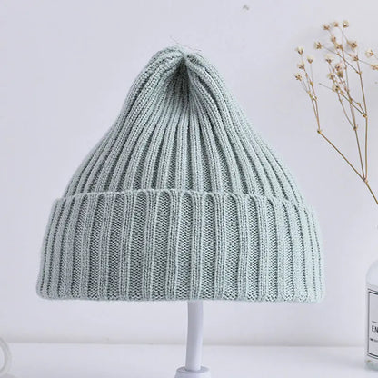 Baby Kids Ribbed Knitted Beanie Hats For Girls Boys
