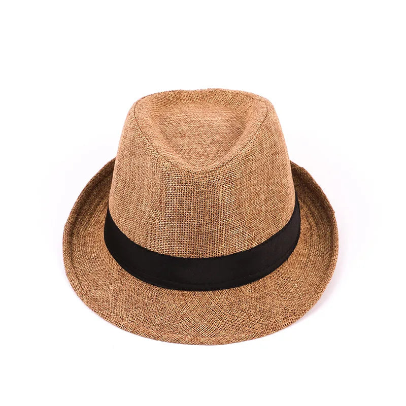 Spring And Summer Men's Hats Fedoras Imitation Linen Top Jazz Hat