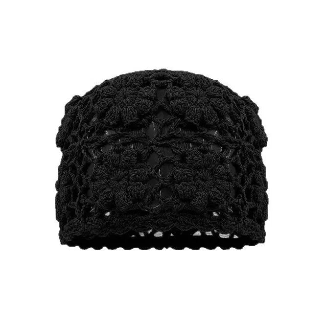 Thin Hollow Flower Knitted Pullover Hat