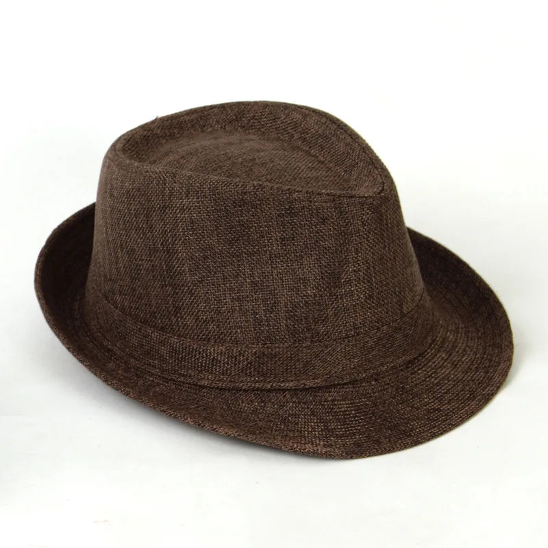 Spring And Summer Men's Hats Fedoras Imitation Linen Top Jazz Hat