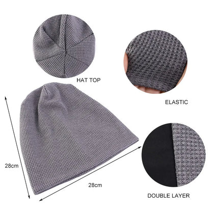 Double Fabric Waffle Pattern Spring Autumn Unisex Skullies & Beanies
