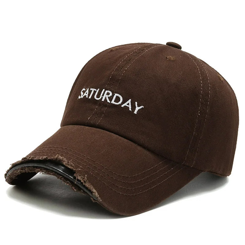 Unisex Cotton Embroidered Caps Vintage Distressed Baseball Cap