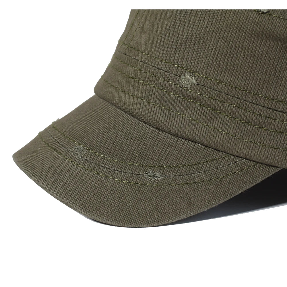 Four Seasons Washed Cotton Flat Caps Men Women Military Cap