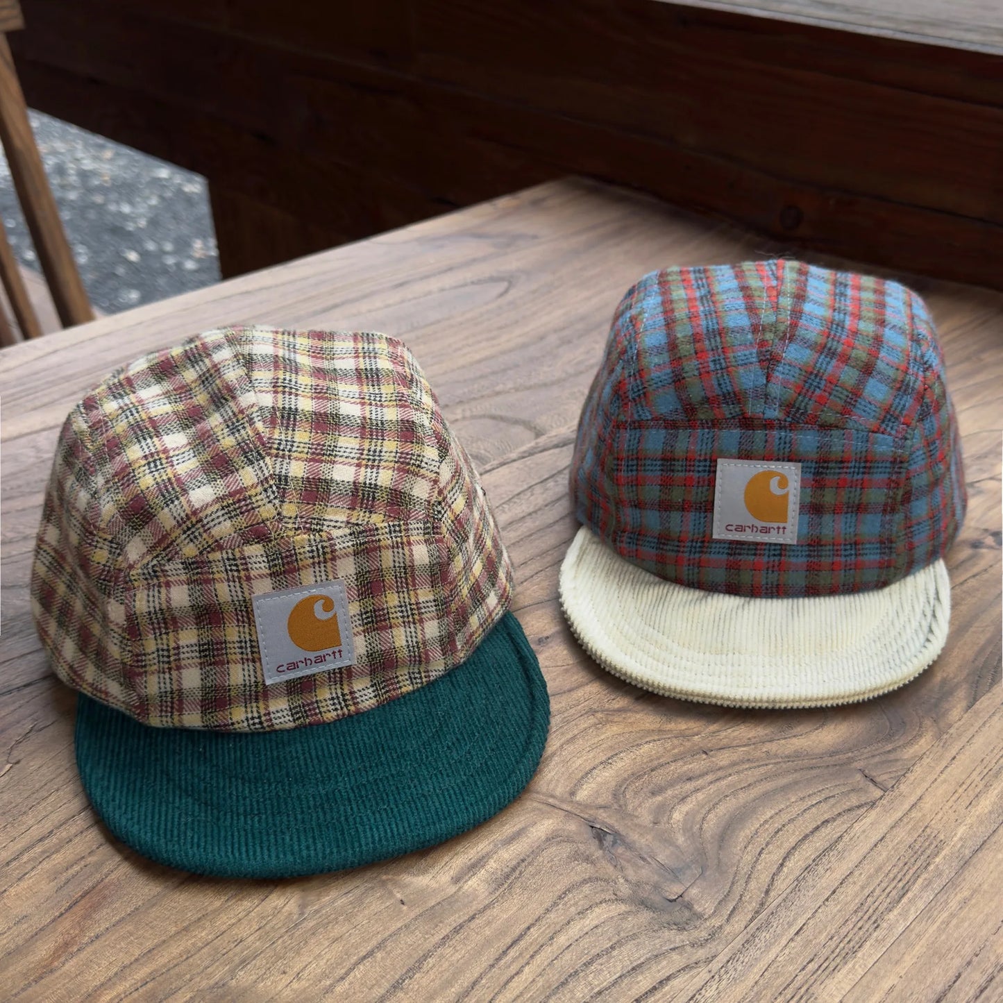 American Color Matching Retro Plaid Soft Brim Bump Cap