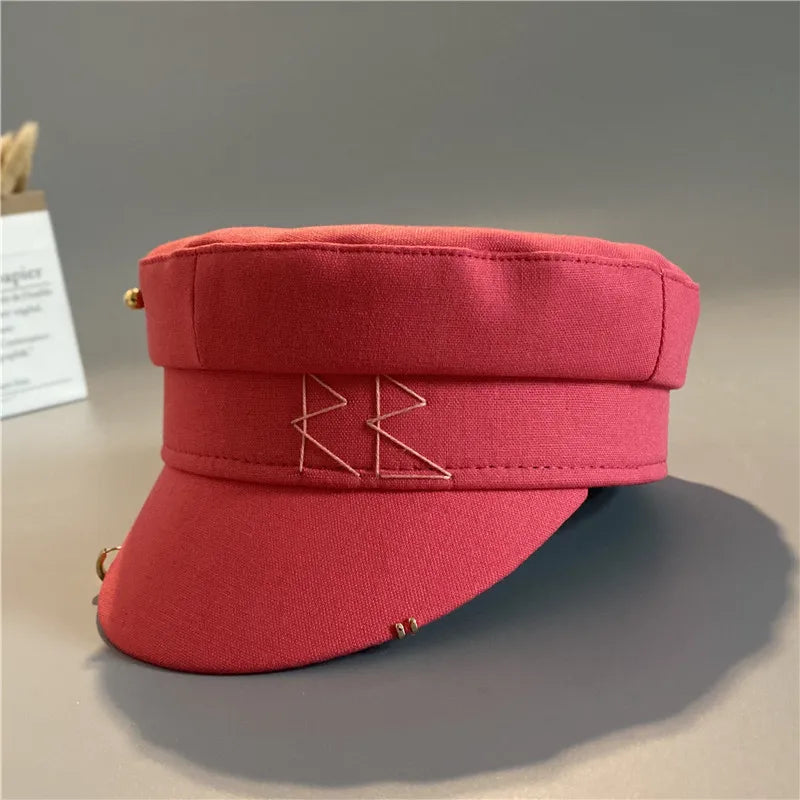 New Cotton And Linen Rhinestone Letter Newsboy Caps Women