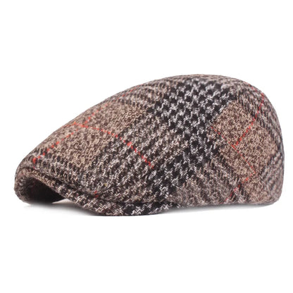Men Beret Plaid Thick Hat For The Elderly Advanced Winter Autumn Cap