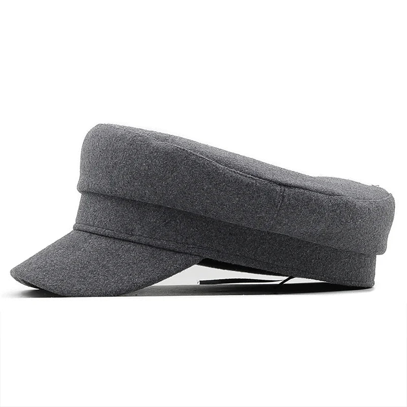 Classic Black High Quality Military Hat For Women Spring Autumn Winter Hats