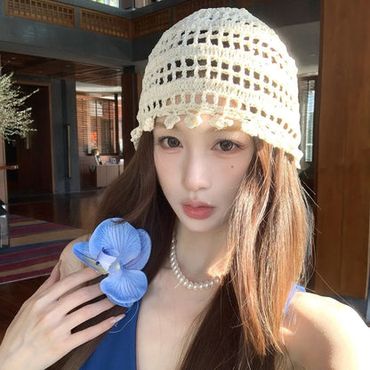 Hollow Bag Head Hat Female Ethnic Style Travel Photo Art Cap