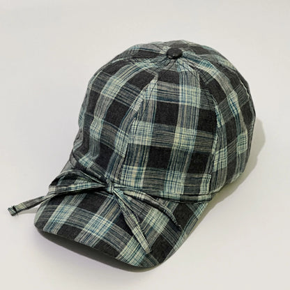 Unique Design Casual Plaid Bowknot Baseball Cap