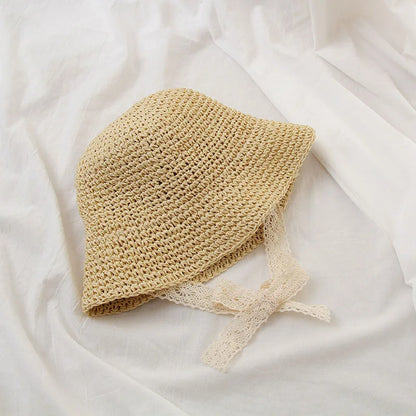 Fashion Lace Baby Hats Summer Baby Girl Bow Straw Hat