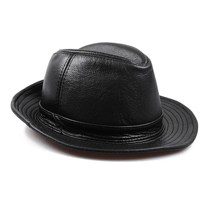 New 2025 Man High Quality Genuine Leather Cowhide Fedora