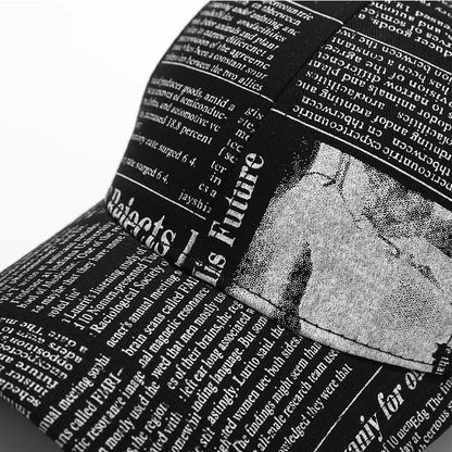 Yellow Newspaper Print Baseball Caps