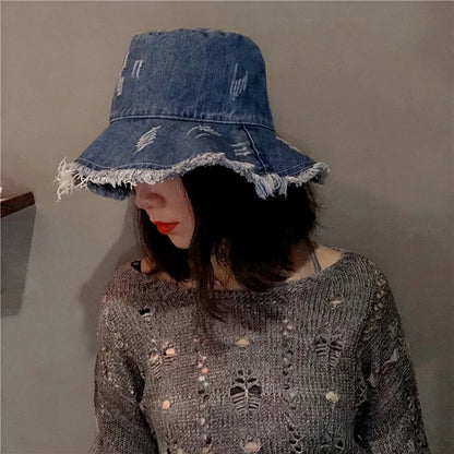 Summer Autumn Washed Denim Sun Hat Women